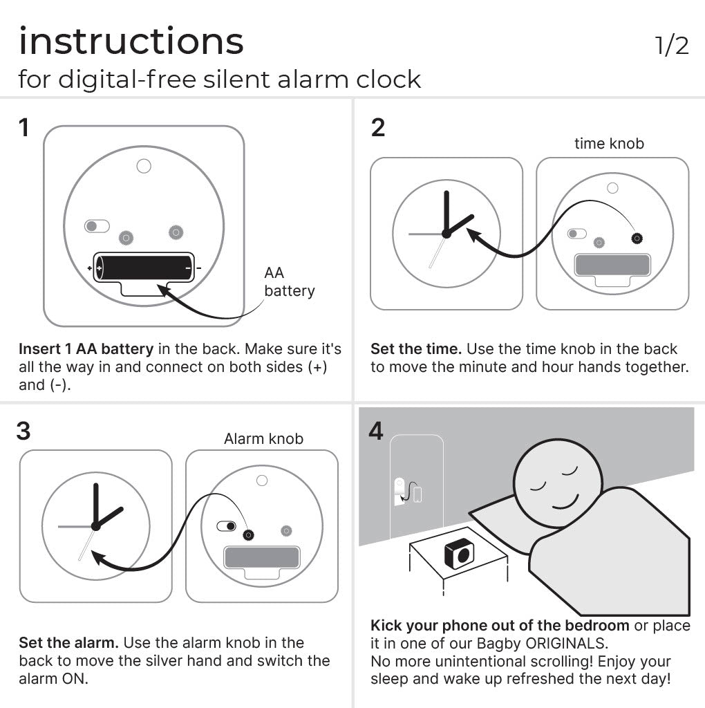 Bagby Minimalist Silent Alarm Clock