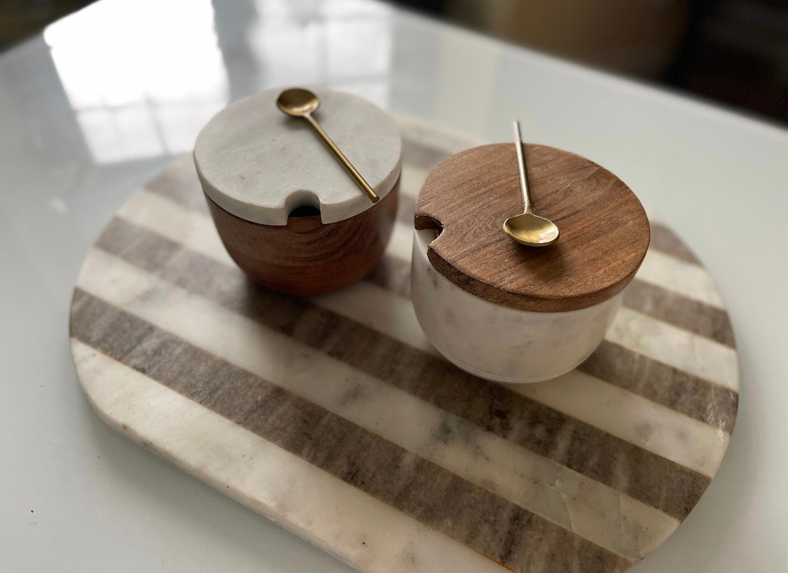 Marble Salt Cellars with Lids