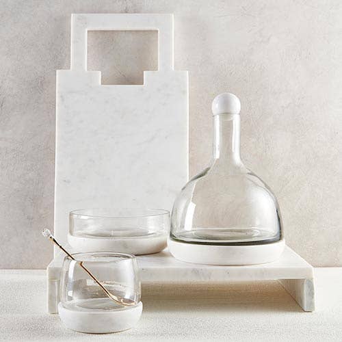 White Marble & Glass Bowl