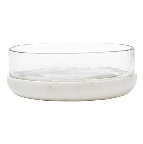 White Marble & Glass Bowl
