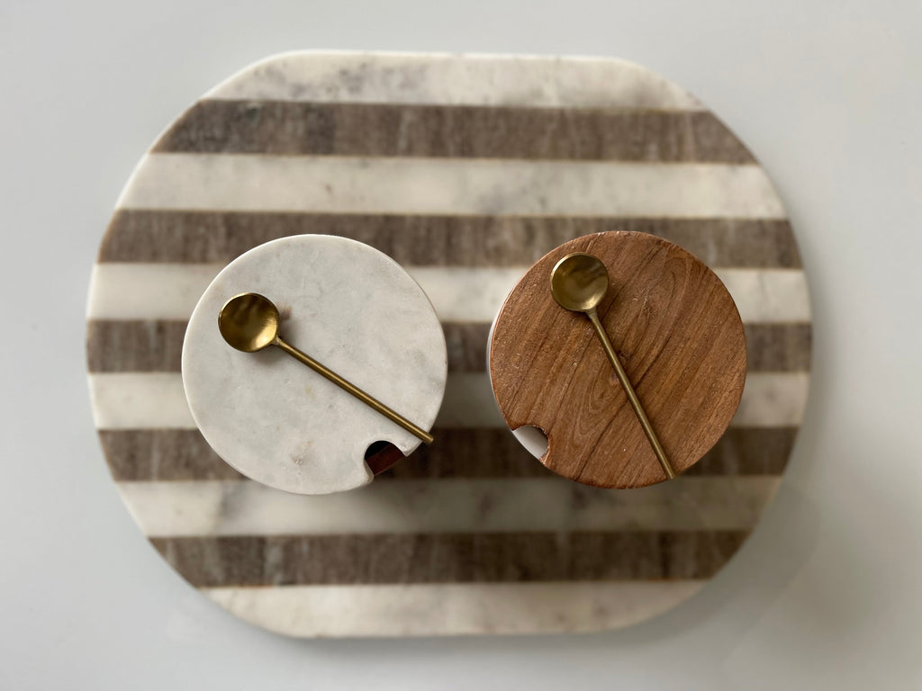 Marble Salt Cellars with Lids