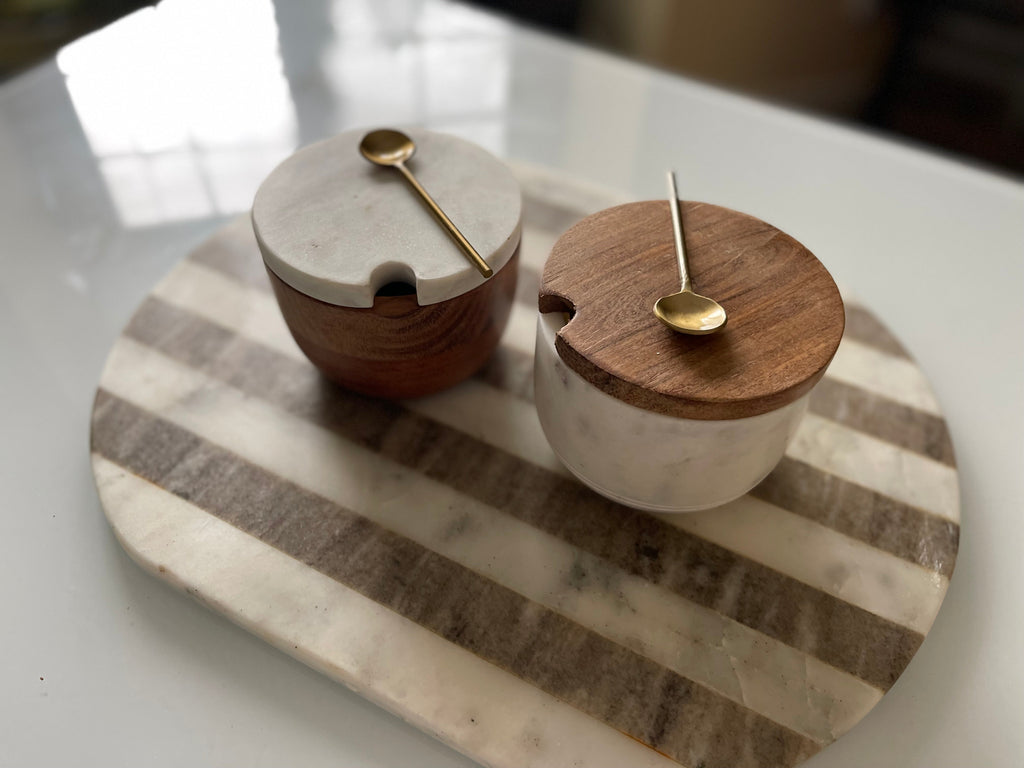 Marble Salt Cellars with Lids