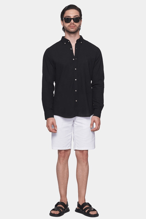 Linen Resort Shirt - Jet Black
