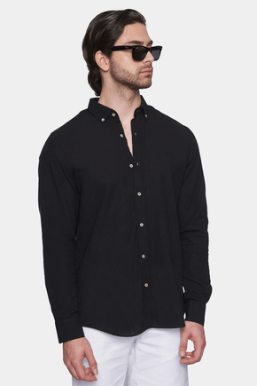 Linen Resort Shirt - Jet Black
