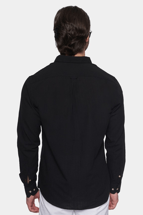 Linen Resort Shirt - Jet Black